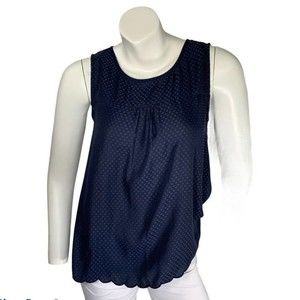 Skies Are Blue XSP Sleeveless Dot Blouse Scalloped